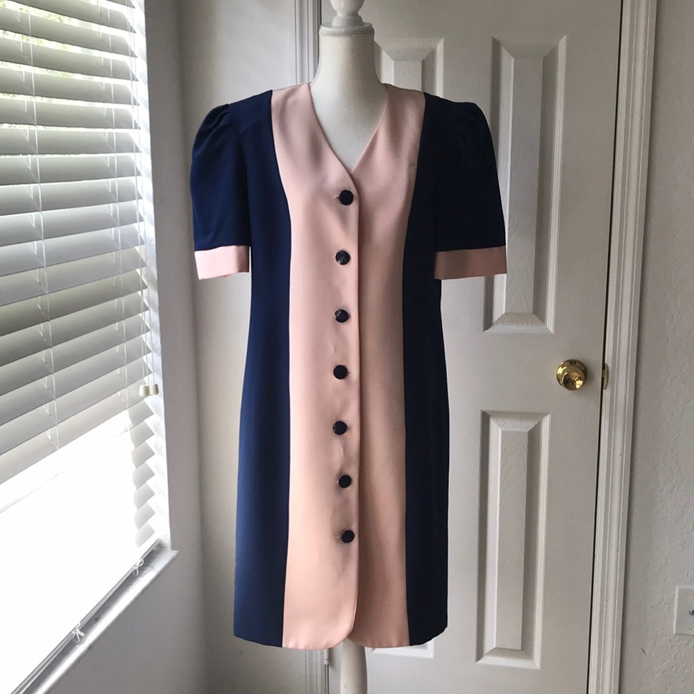 vintage Good times USA blue pink dress size 14